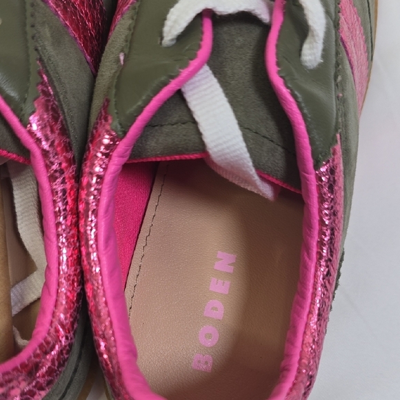 Boden Erin Suede Retro Women's Pink and Green Tenis Trainers Size 38/ 7.5 NWOB. - Picture 5 of 7